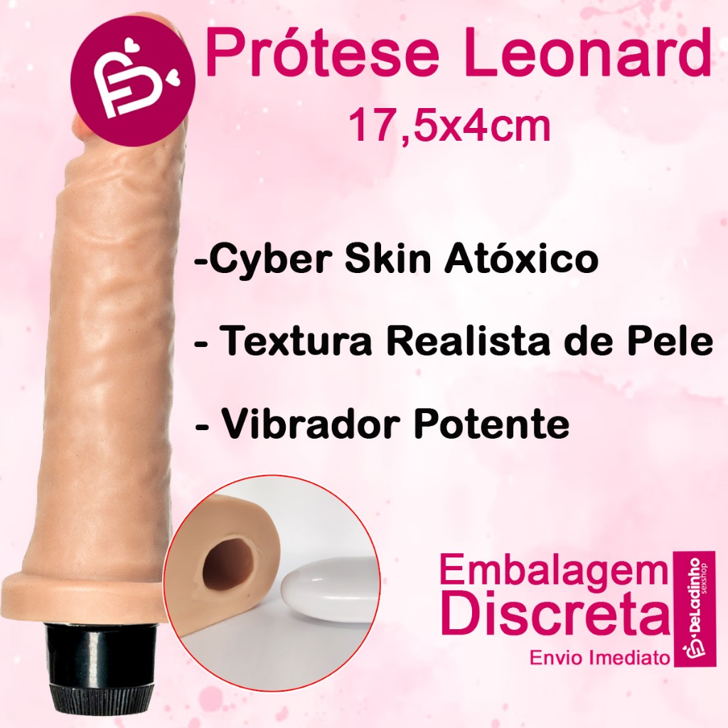 Consolo com Vibrador Prótese Peniana Cyber Skin Pênis 17.5x4cm Pinto  Realístico Leonard Upper