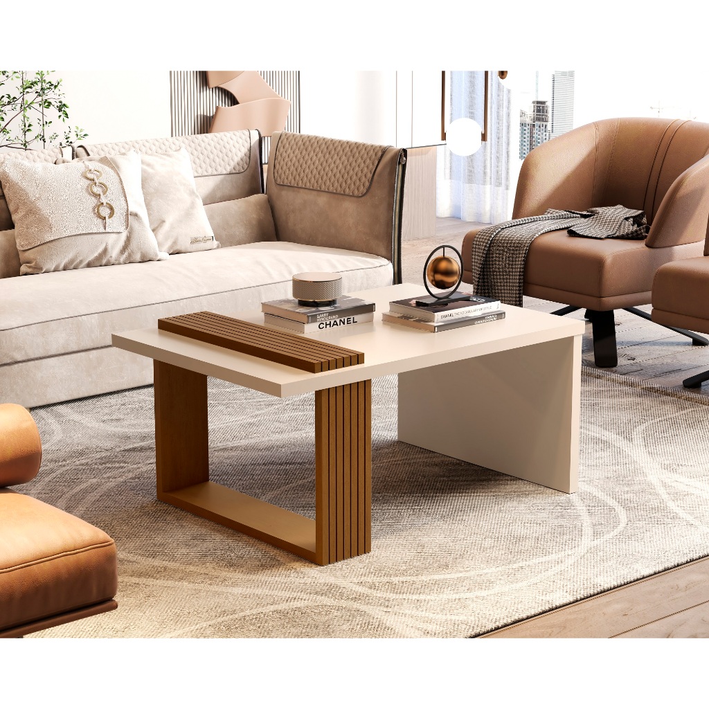 Mesa De Centro Sala Clássica JB 8020 Retro Pés em madeira - Várias Cores