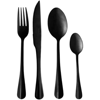 Faqueiro Aço Inox Lyor Preto 24 Peças Luxo Jantar