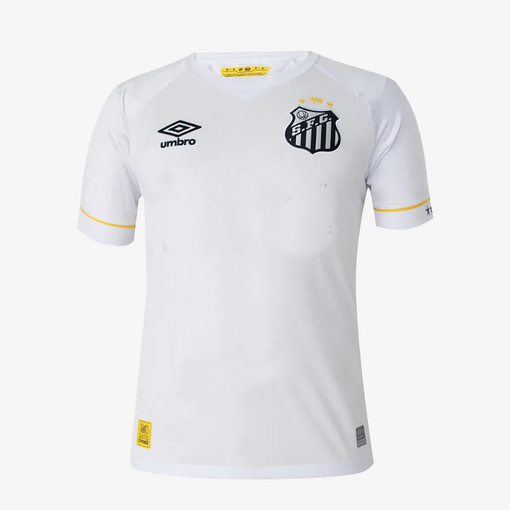 Camiseta Santos Branca Racionais Listrada Manto Oficial Torcedor 23/24 ...