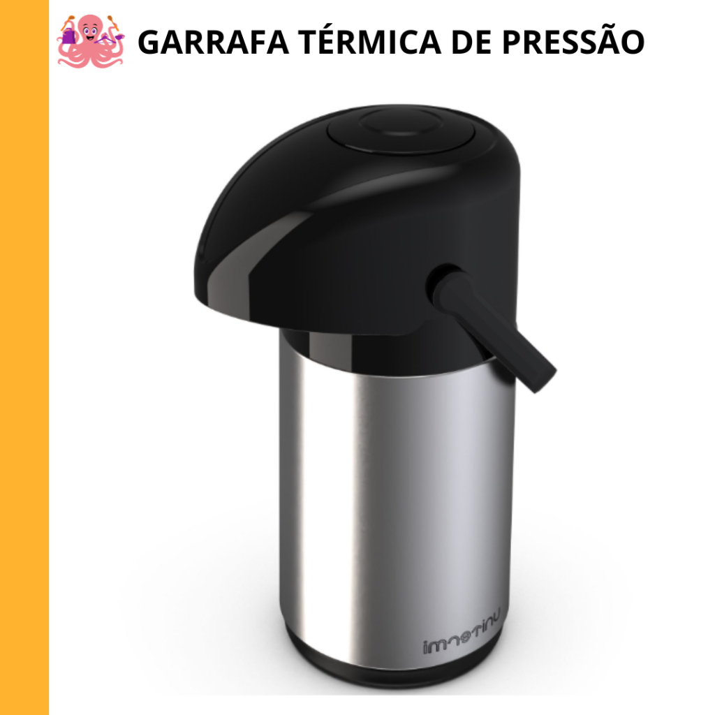 Garrafa térmica de Café Pressão Inox 600 ML e 1 Litro Água C
