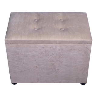 Puff Baú em Suede Bege Para Organizar Objetos e Decorar o Ambiente