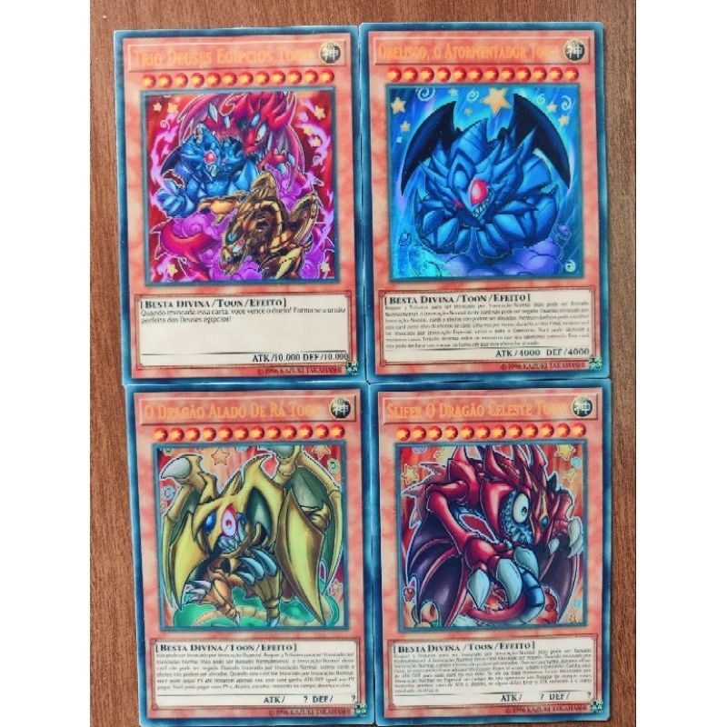 4 Cartas Fã Brilhantes Yu-gi-oh - Deuses egípcios Toon