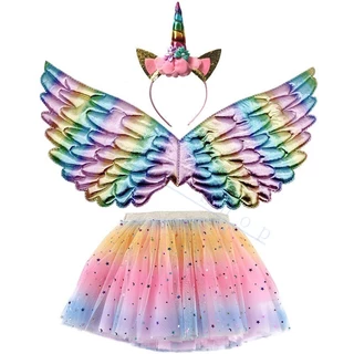 Fantasia Unicórnio Menina Infantil Com Saia De Tule E Tiara