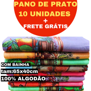 Pano De Prato Kit de 10 Peças Estampado Com Bainha 100% Algodão Atacado Cozinha Promoção