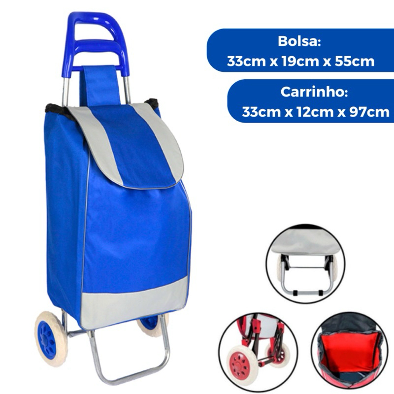 Carrinho De Feira Dobrável Multiuso Suporta Até 20 Kg