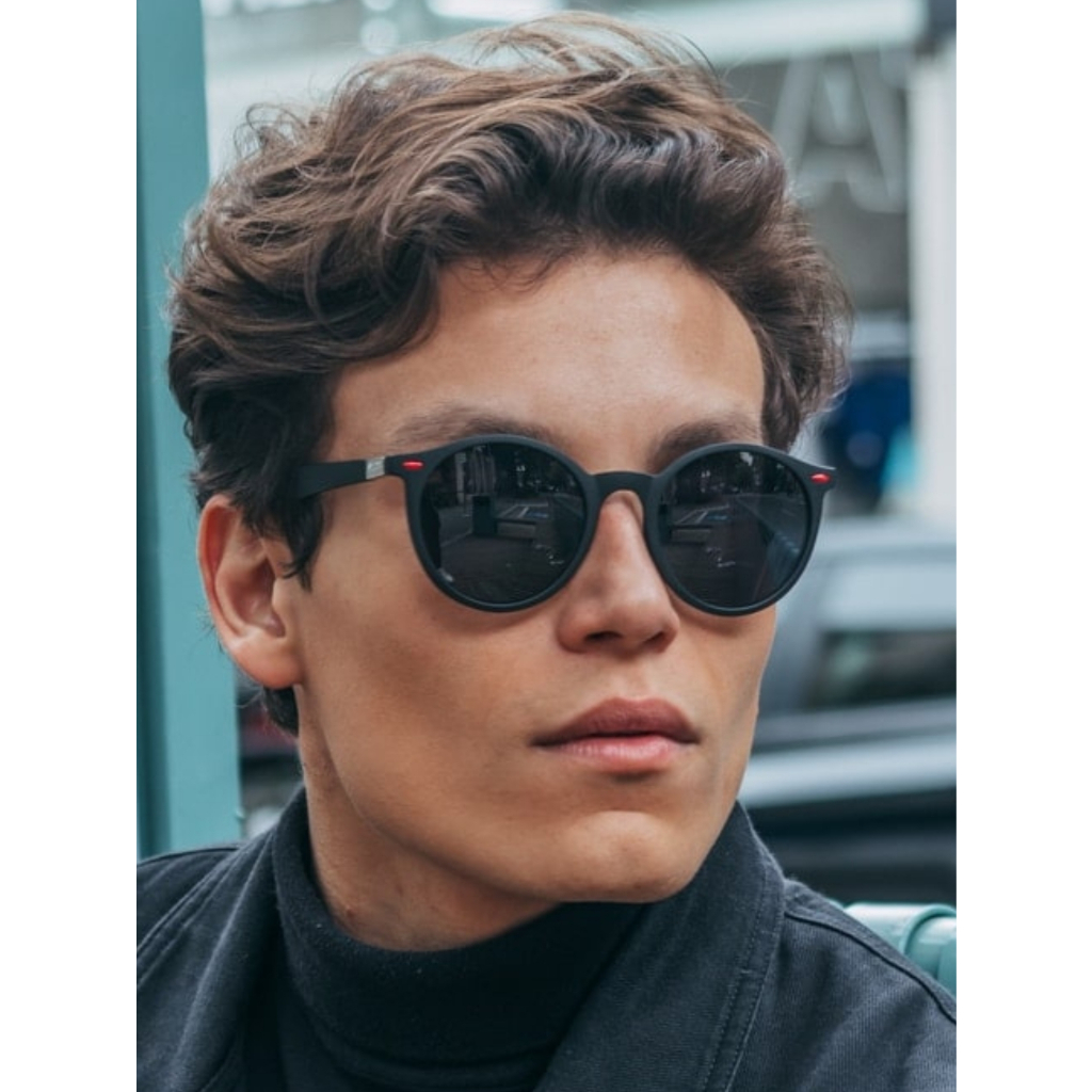 Óculos de Sol Preto Fosco Redondo Moderno Funk Moda Verão Praia uv400 Masculino Feminino