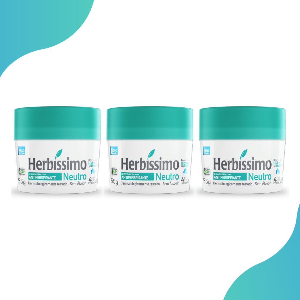 Kit 3 Desodorante em Creme Herbíssimo Neutro 55g