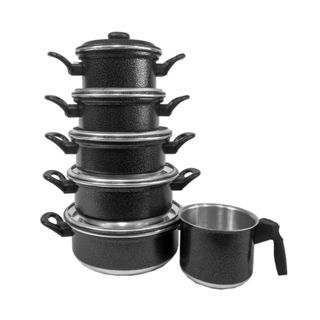 Jogo De Panela de Alumínio Conjunto 5 Peças + Leiteira Kit Alumínio Resistente