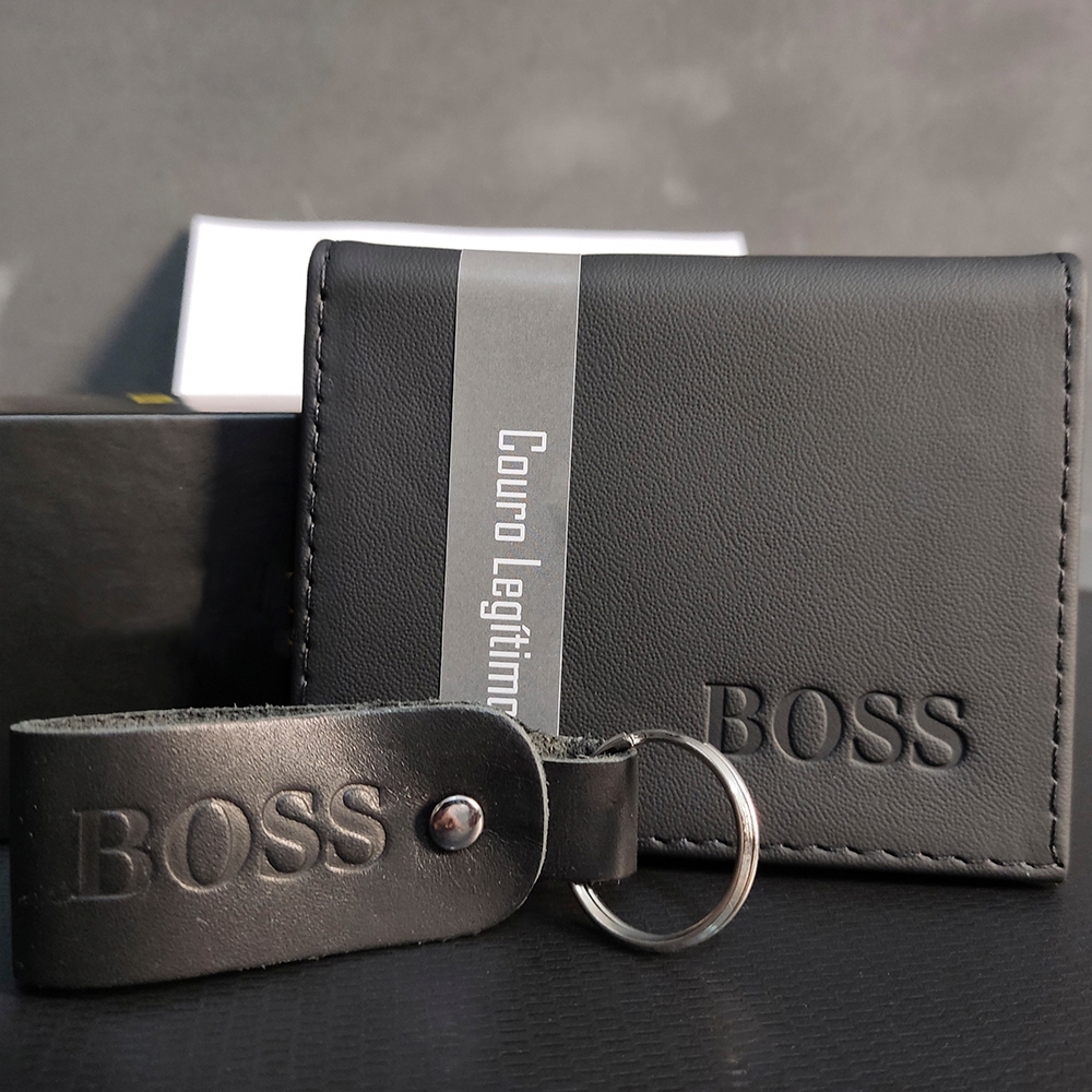 Carteira Masculina Couro Legítimo Pequena Slin com Porta Cartões, Espaço Para CNH.