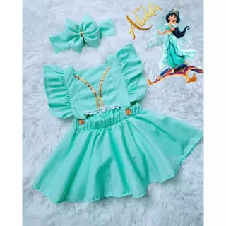 Jardineira Romper Princesas Disney Jasmine Menina Ensaio Body Tematico Bebê Fotos Mesversário Aniversário