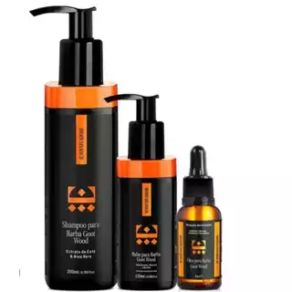 Kit Barba Goot Wood - Óleo goot word 30ml + Balm goot word 120ml + Shampoo Barba Embaixador 200ml
