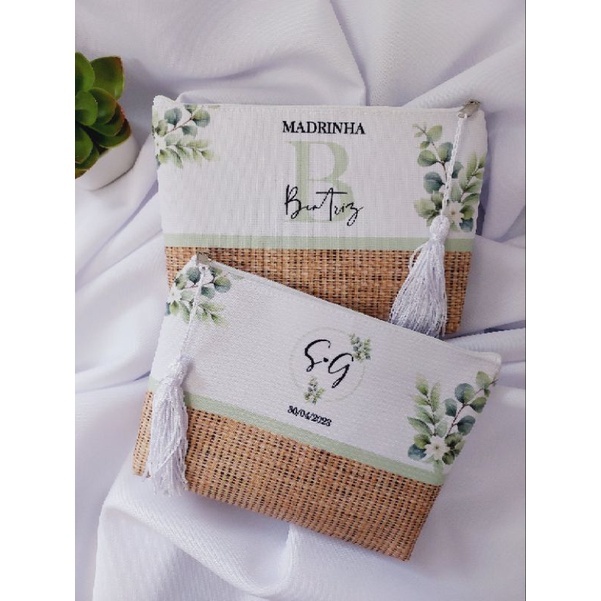 10 unidades de bolsa personalizada com nome necessaire padrinhos