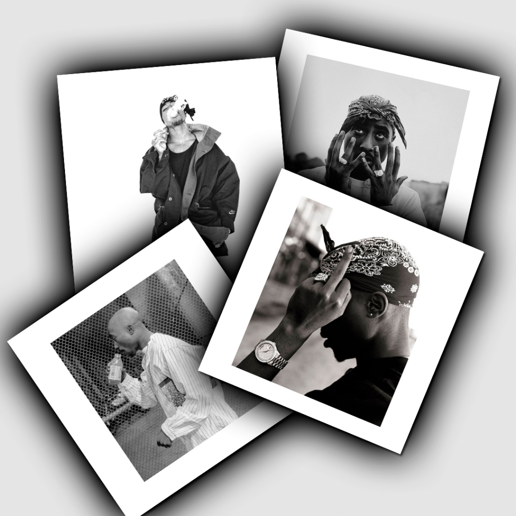 Kit com 4 quadros 2pac shakur, tupac rap 20x20 | Shopee Brasil