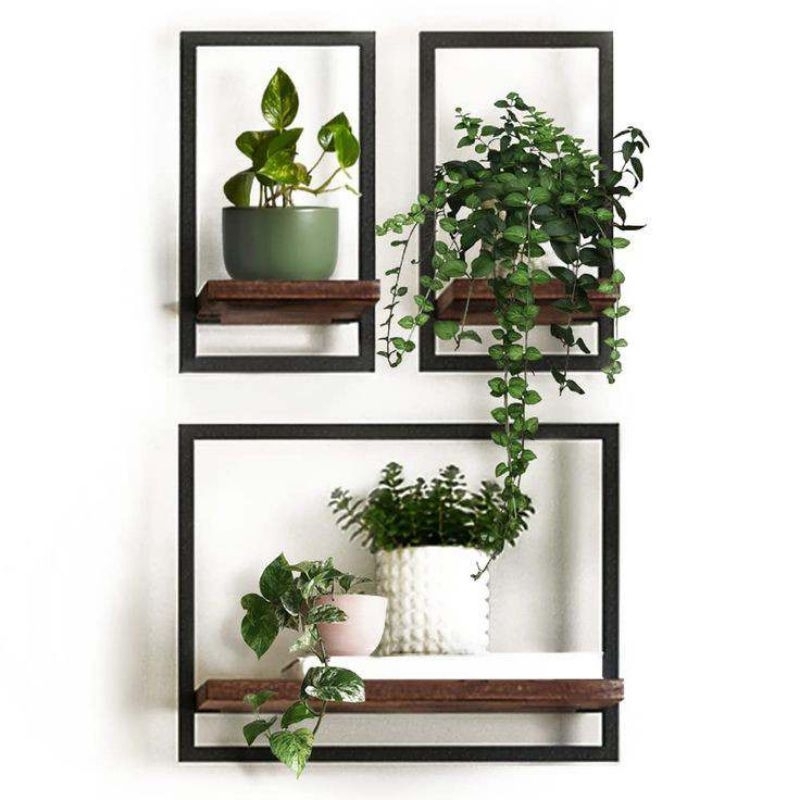 Trio de Quadros Decorativos Sala Madeira