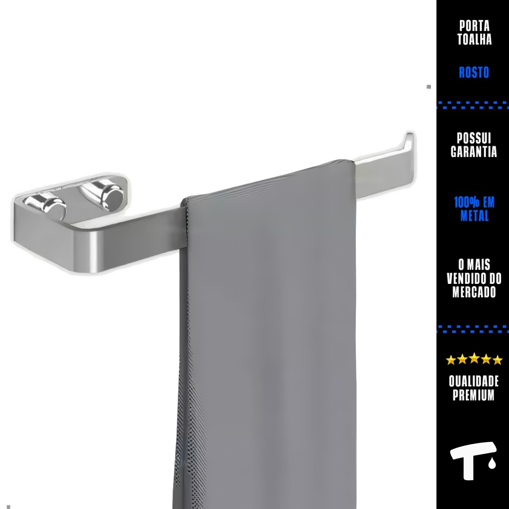 Suporte Porta Toalha De Rosto Quadrado Cromado Standard