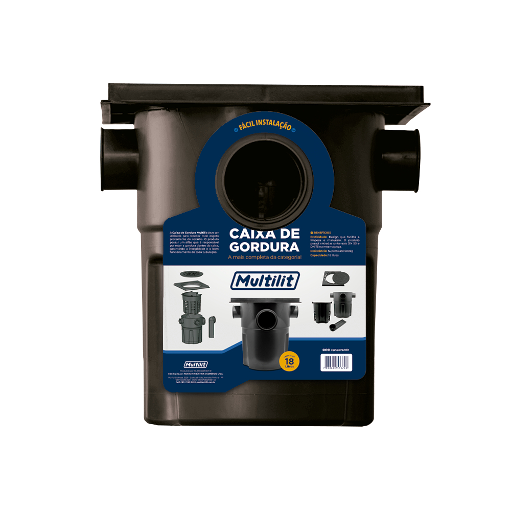 Caixa de Gordura Inspeção Com Cesto Preta Multilit