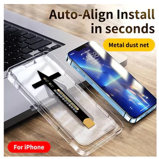 Fácil Instalação Remoção Automática De Poeira Filme Protetor De Tela Tampa Completa De Vidro Temperado Para iPhone 15 14 13 12 11 Mini Pro max Plus XR X XS