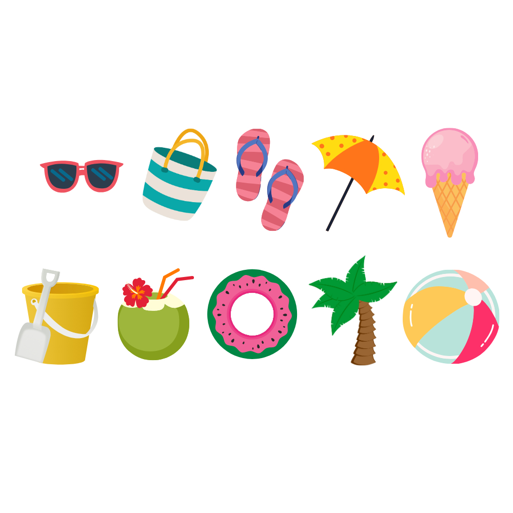 50 Apliques Praia - Toppers Recortes Tubete Enfeites Tags Chá de bebê verão tardezinha pool party