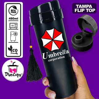 Garrafa Umbrella Corporation Resident Evil Gamer Escola Academia 480ml