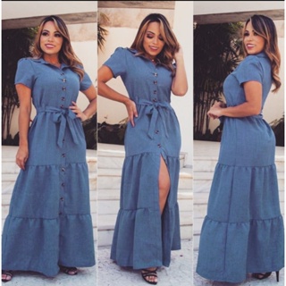 Vestido Lívia Chemise Longo Moda Evangélica