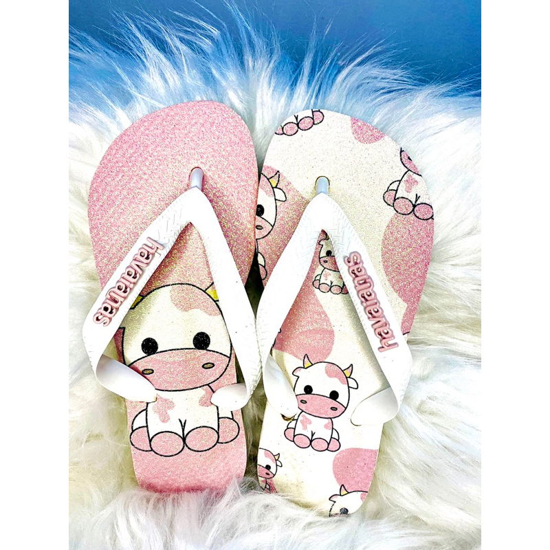 Chinelo Havaianas Feminino Personalizado Vaquinha ORIGINAL