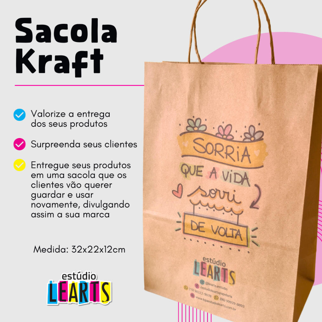 Sacolas Personalizadas de Papel Kraft com Sua Logo | Shopee Brasil