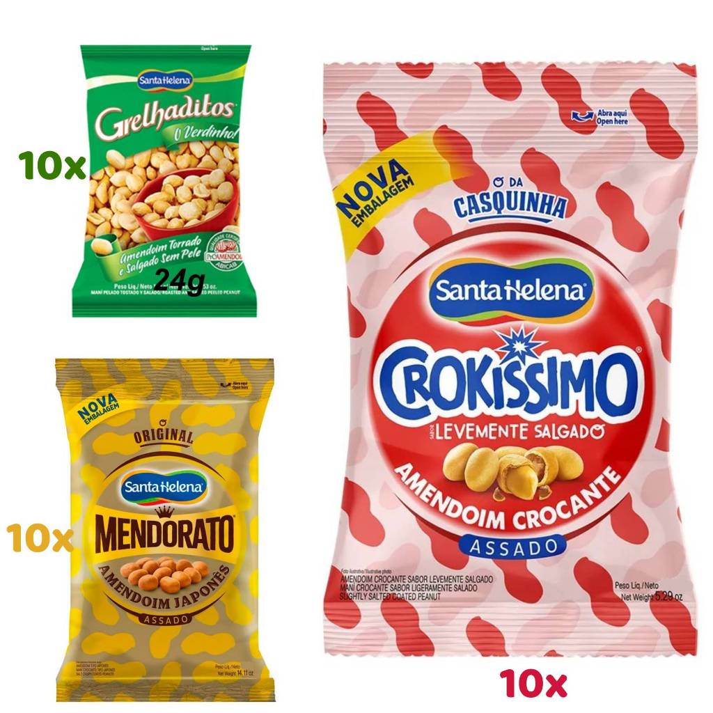 Kit 30 Sacos Amendoim Santa Helena Sortidos - 24g | Shopee Brasil
