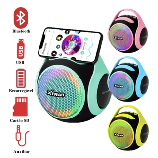 Caixa De Som Karaokê Bluetooth 80w LED RGB Alto-falante 2 Microfone Sem Fio Potente Portátil XDG-4009