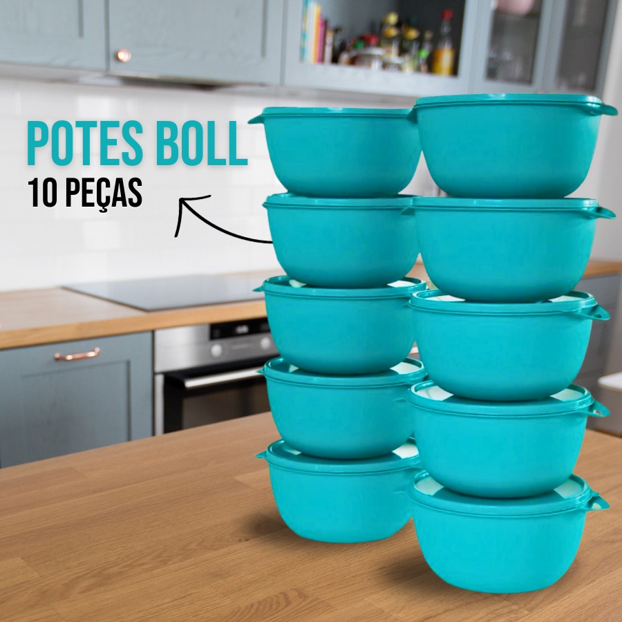 kit 10 potes hermeticos plastico 1 litro cozinha boll