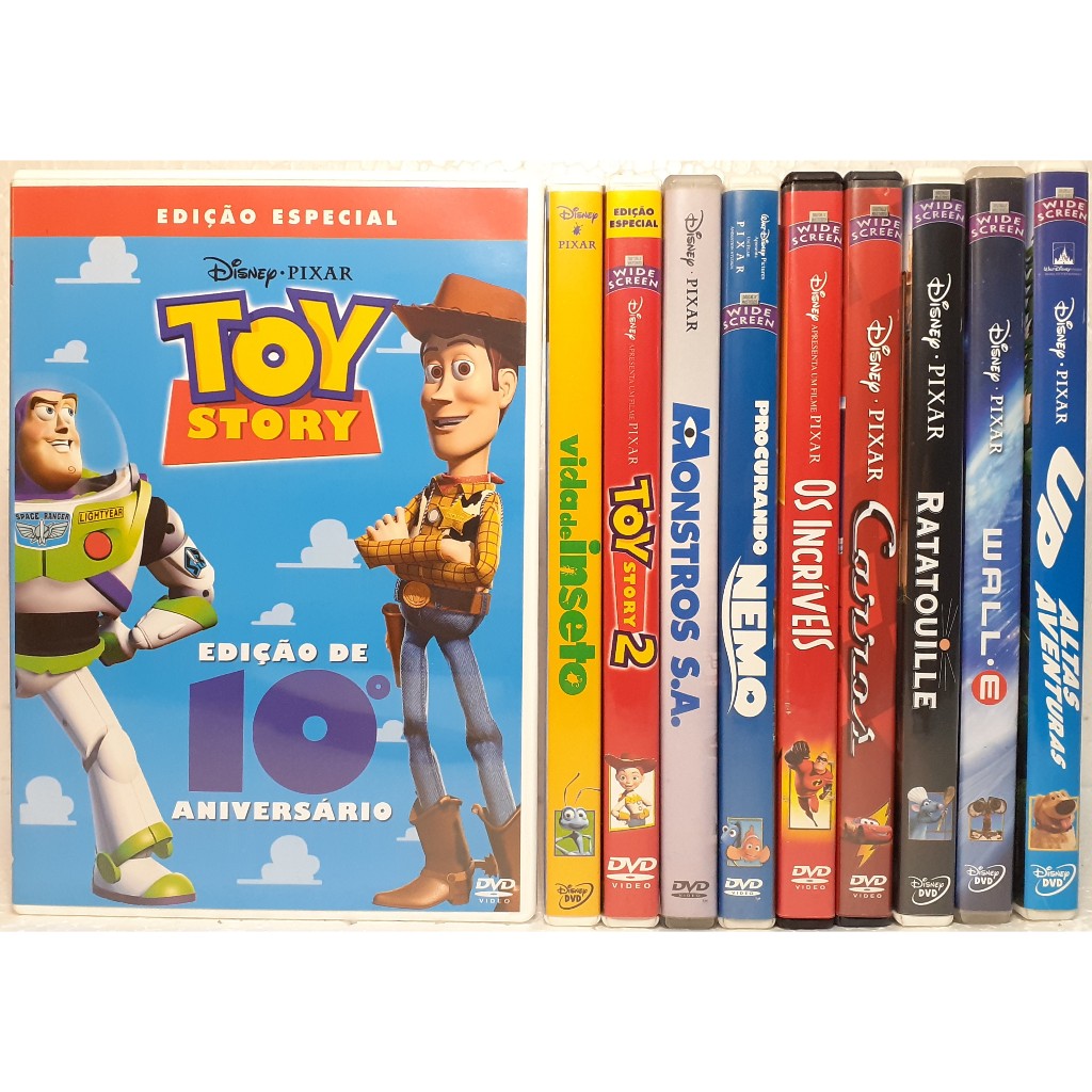 10 Filmes Disney Pixar - (1995 a 2009) - Coleção de DVDs Originais