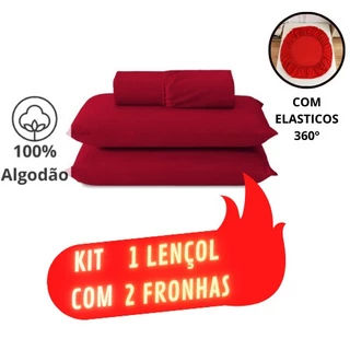 Jogo De Lençol casal com elastico 100% algodão Poliester 3 Peças 200 Fios Kit lençol e lencol queen