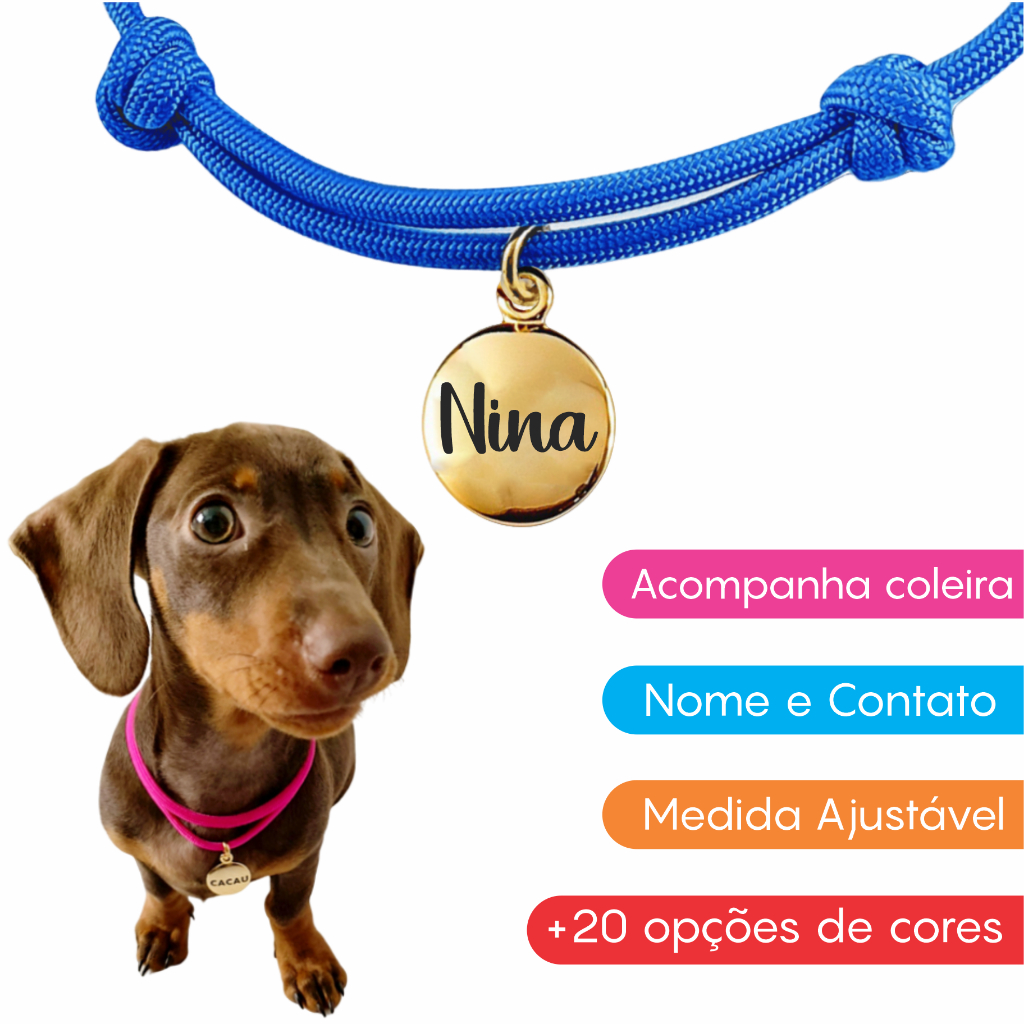 Coleira Para Cachorro Nome Personalizado Identificação Pet | Shopee Brasil