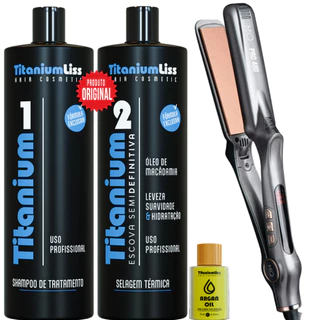 Prancha Chapinha Mq Pro 480F Original + Definitiva Titanium Liss + Argan