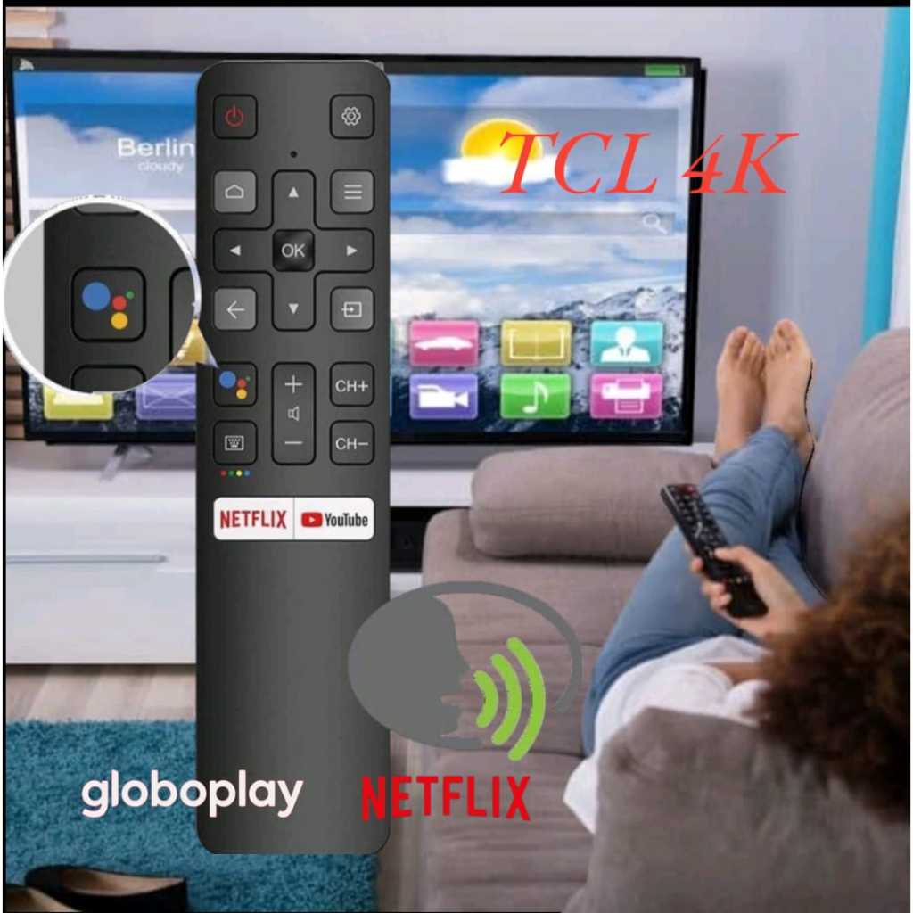 Controle TCL Smart 4k Android Netflix e Globoplay sky-9071