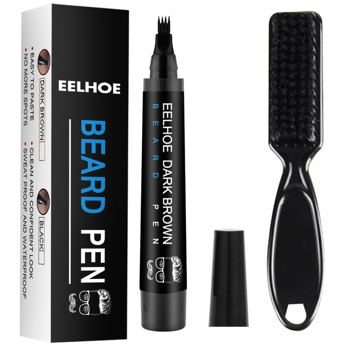 Caneta preenche falhas barba e sobrancelhas + Escovinha Lápis delineadora fio a fio Beard pen