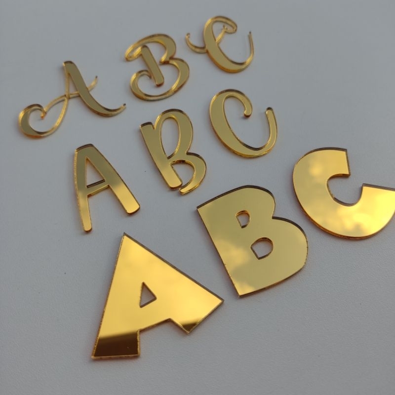 10 letras com 5cm de altura em acrílico espelhado dourado | Shopee Brasil