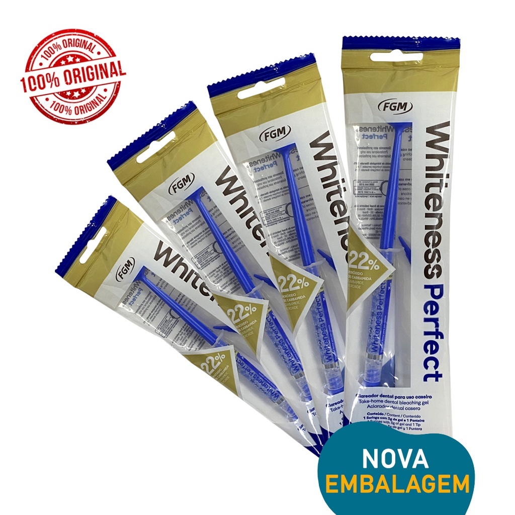 Gel Clareador Dental 4 Seringas Perfect 22% - Original - FGM (4 Unidades)