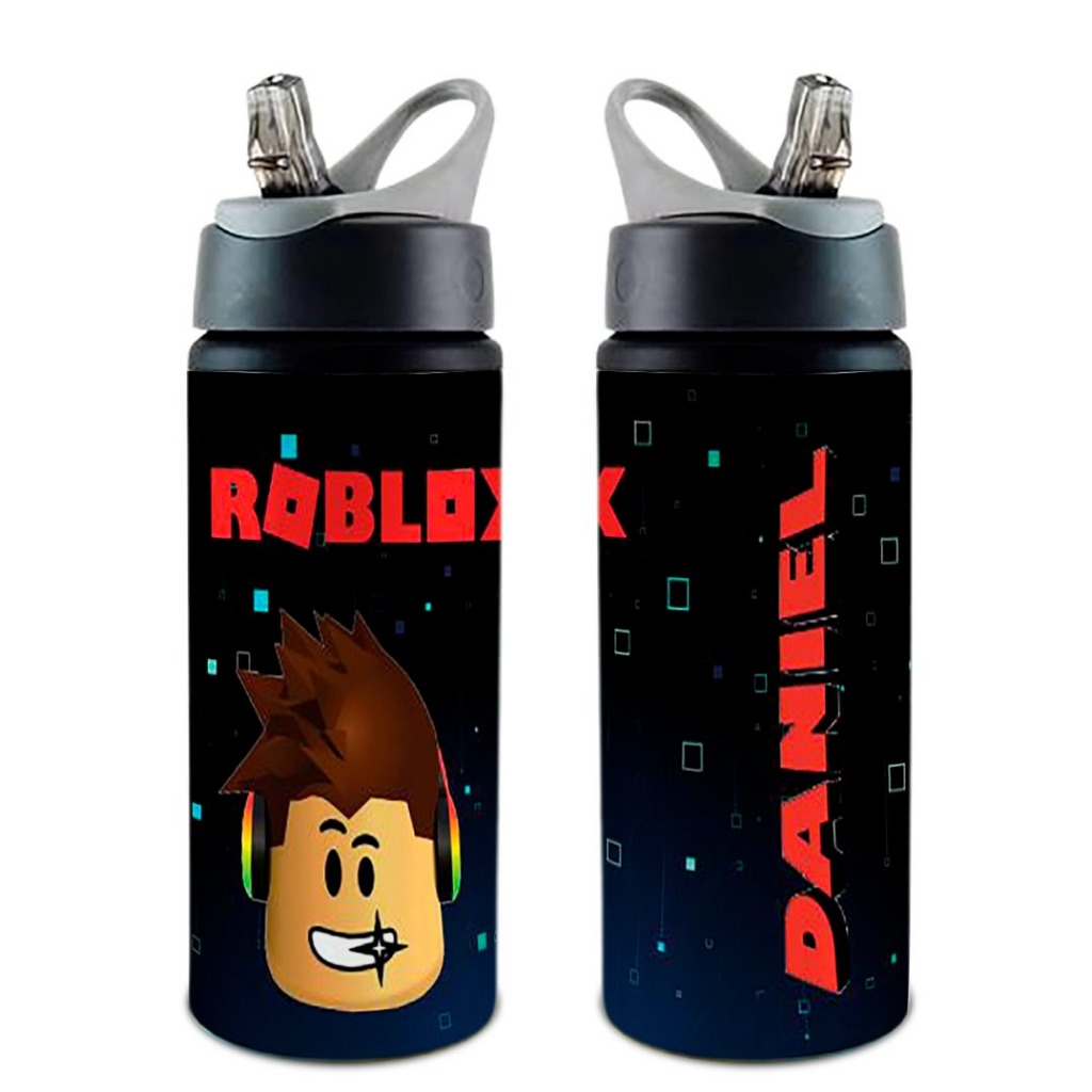 Garrafa Squeeze Alumínio Bico Retrátil Com Nome Roblox
