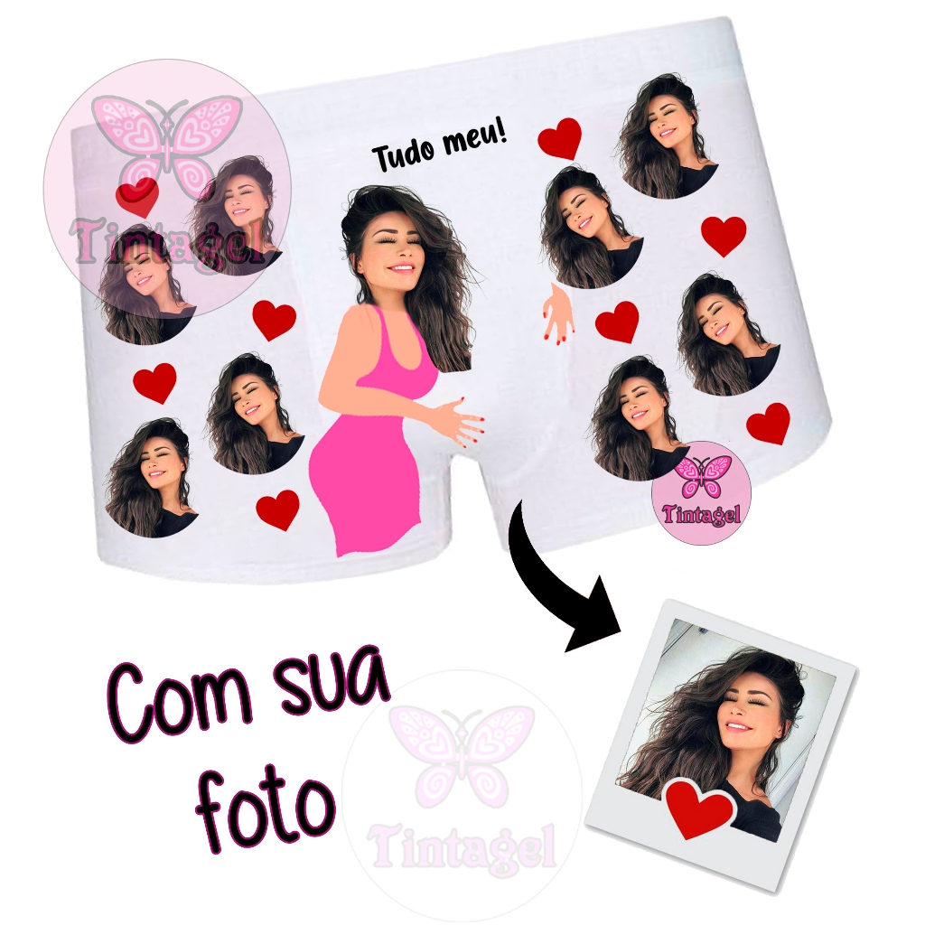 Cueca TUDO MEU rostinhos personalizada dia dos namorados