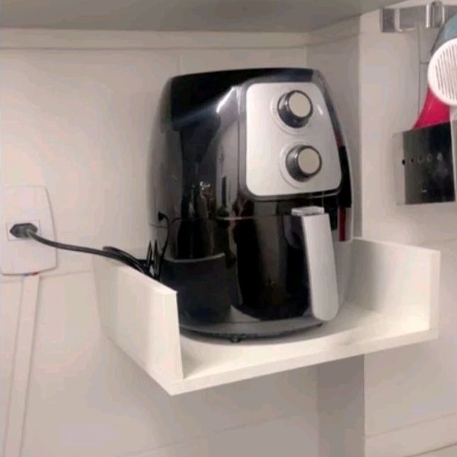 Nicho Para Air Fryer E Cafeteira Suspenso Cozinha Suporte MDF Branco