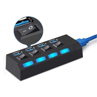 Hub USB com 4 Entradas USB 2.0 de Alta Velocidade com Botão Liga/Desliga-envio imediato em Oferta na Shopee