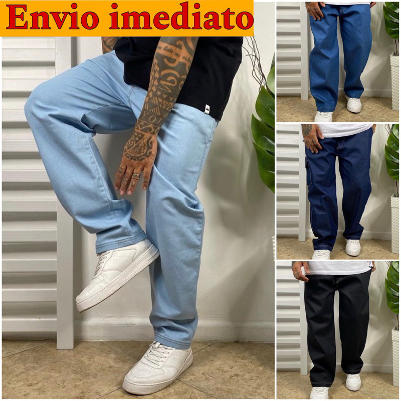 Calça Baggy Jeans Masculina e Feminina Cargo Larga Plus Size Skate