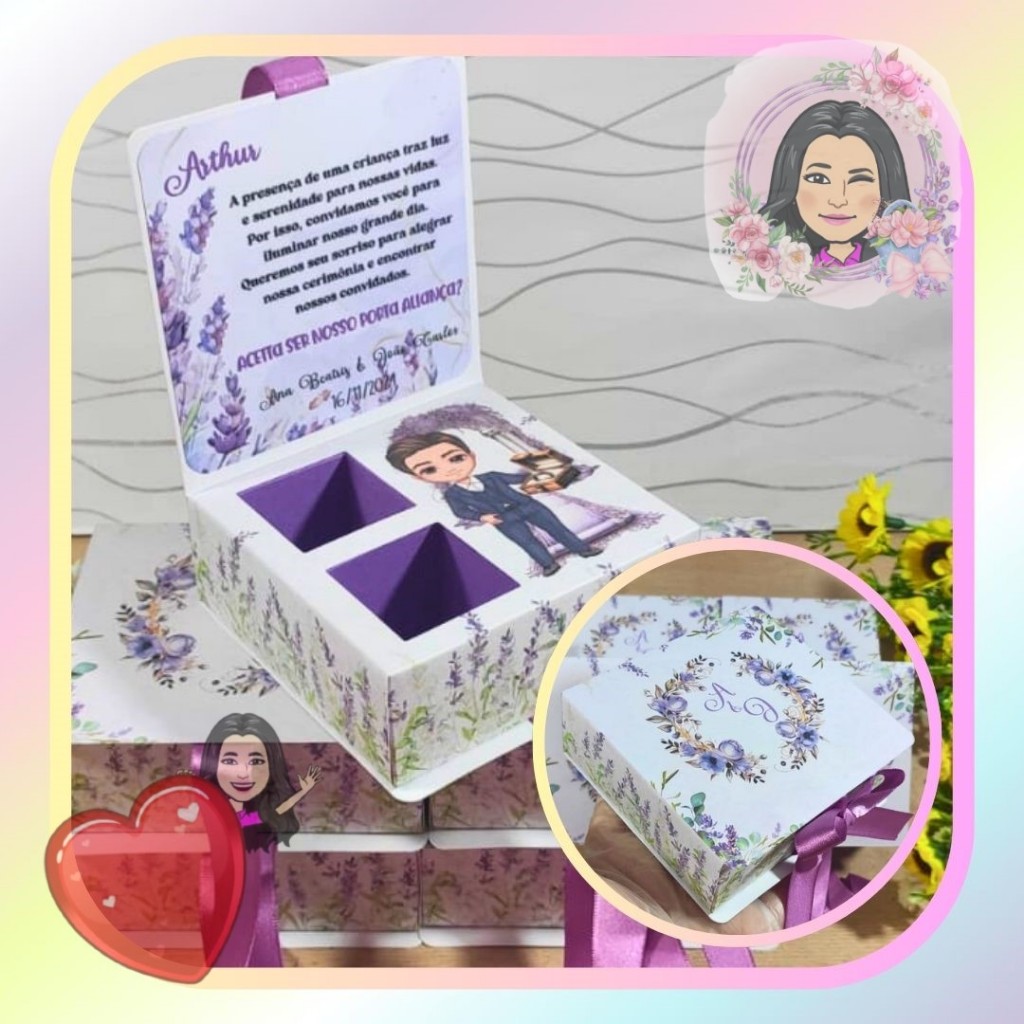 Caixas Convite para Daminha Pajem Florista Porta aliança e Bíblia