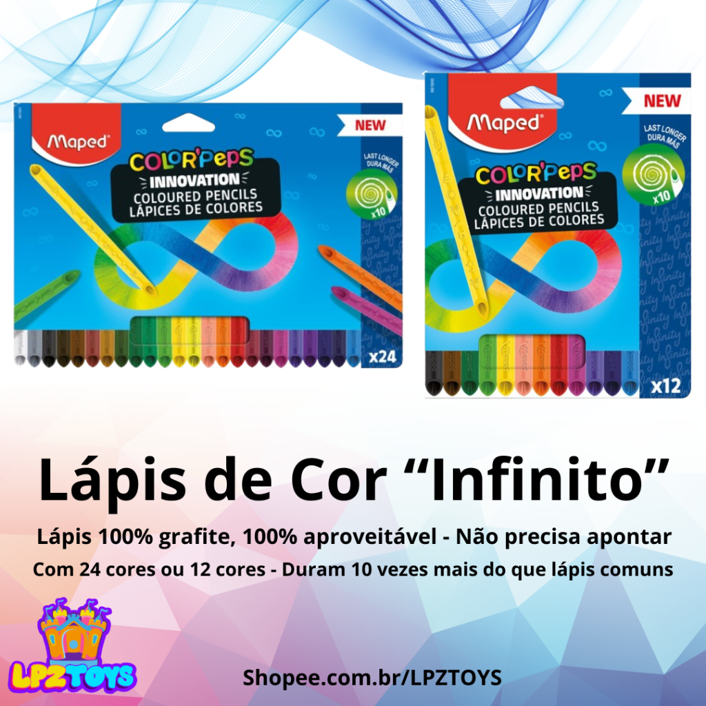 Lápis de Cor 24 cores ou 12 cores - Lápis de cor infinito - Color Peps ...
