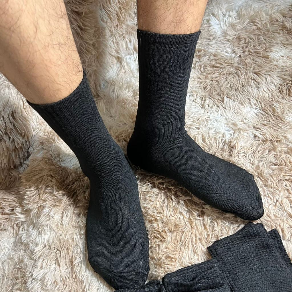 Kit 12 pares de meias altas esportivas casuais confortáveis ​​masculinas preto