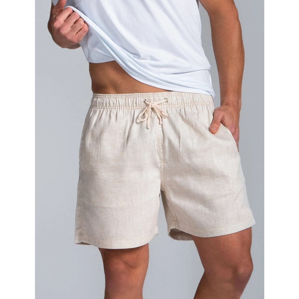 Short Masculino Mauricinho de Linho Premium Com Bolsos