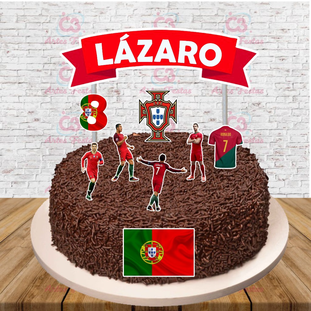 Topo De Bolo Festa Anivers rio Futebol Portugal Shopee Brasil