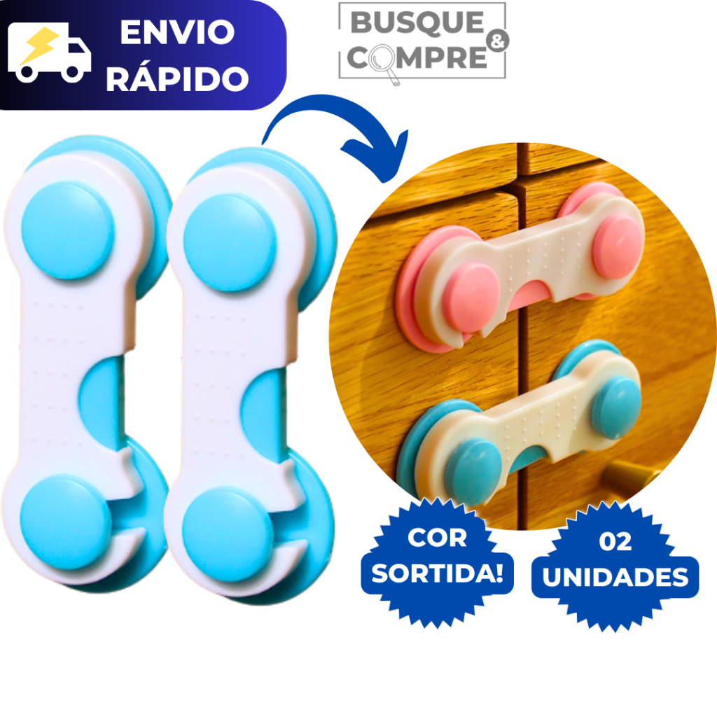 Kit com 2 Travas para Armários Gavetas Guarda Roupas Trava de Armário ...