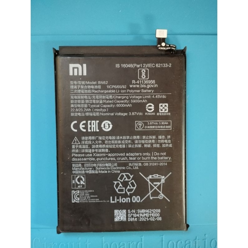 BN62 6000 MAh Li-Polymer Battery Replacement For Xiaomi Redmi Note 9 4G Redmi 9t Redmi 9 Power Poco M3 - Foto 5